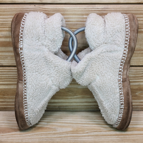 LLBean Little Girls 3-4 Slippers Slip On Ivory Fleece Ankle Bootie Slipper Shoes - Picture 5 of 8